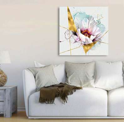 Poster - Floare albă plină de farmec, 40 x 40 см, Panza pe cadru, Flori