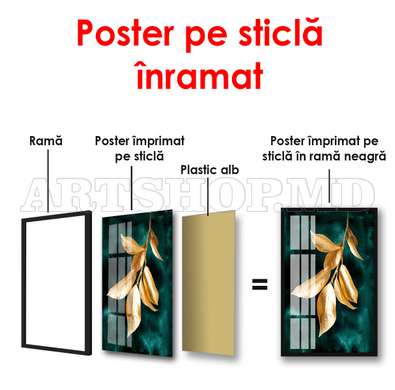 Poster - Aur și plante 3, 60 x 90 см, Poster înrămat, Glamour