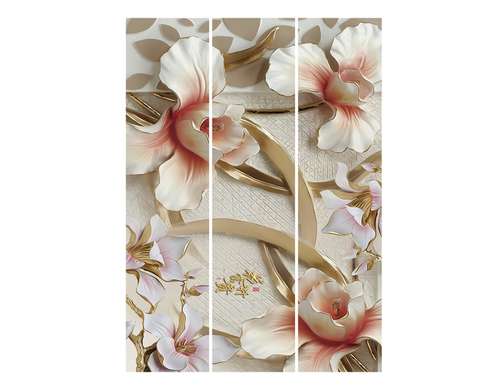 Screen with delicate flowers and patterns., 7
