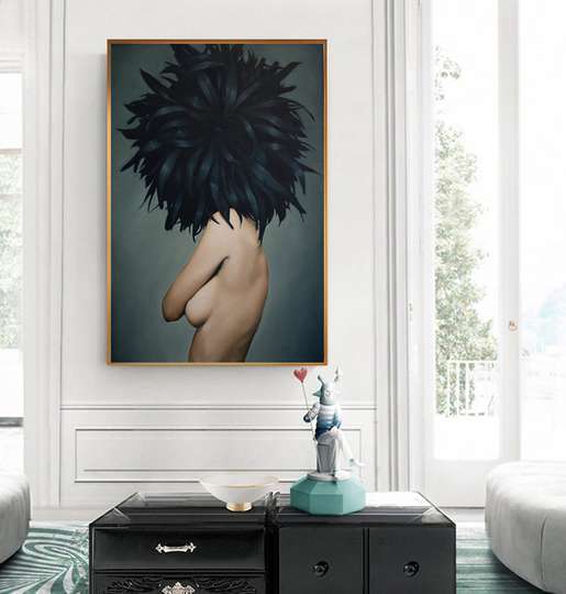 Framed Painting - Black feathers, 50 x 75 см