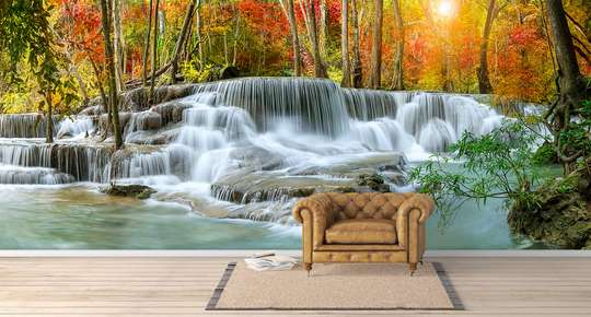 Fototapet - Panorama unei cascade uimitoare în pădure