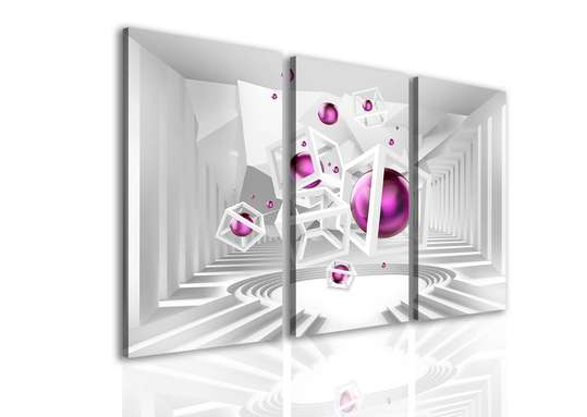 Tablou Pe Panza Multicanvas, Sferă de culoare lila pe fundal 3D., 70 x 50