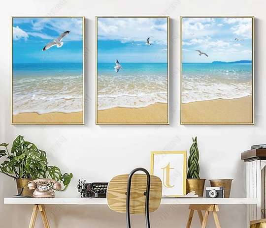 Poster - Sea, 60 x 90 см, Framed poster on glass, Sets