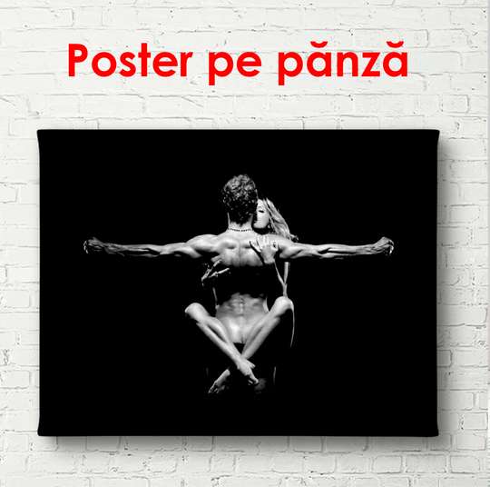 Poster - Married couple on a black background, 90 x 60 см, Framed poster