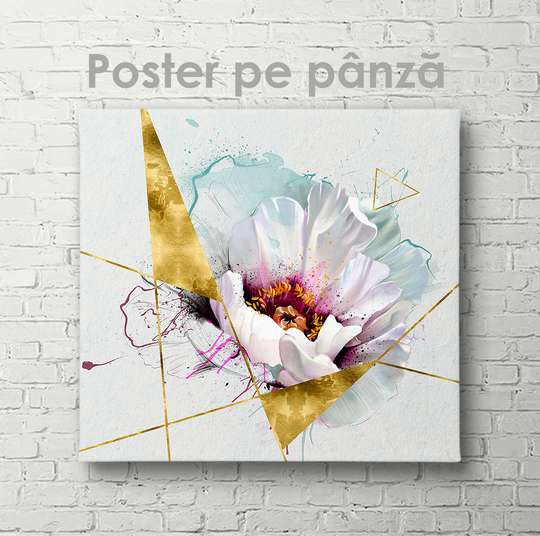 Постер - Белый гламурный цветок, 40 x 40 см, Холст на подрамнике