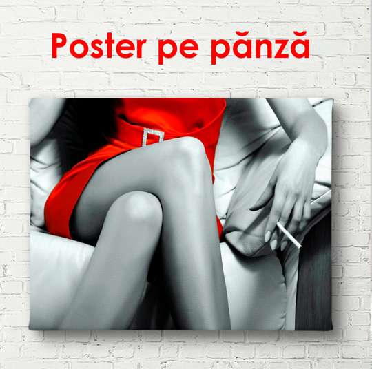 Poster - Little red dress, 90 x 60 см, Framed poster, Nude