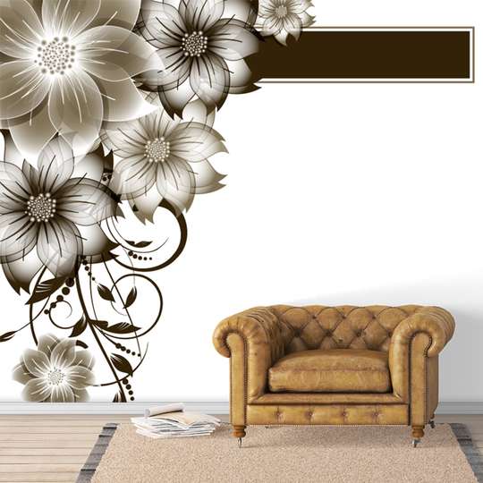 Wall Mural - Brown painted flower on a white background
