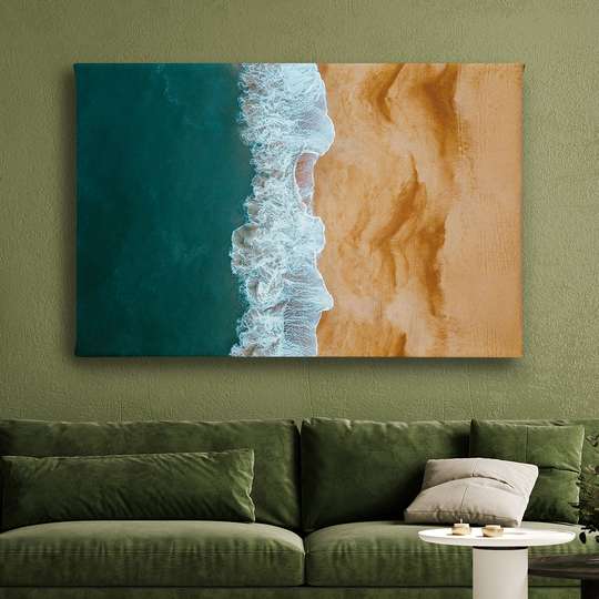 Постер - Пляж и волны, 60 x 30 см, Холст на подрамнике, Морская Тематика