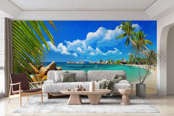 Wall mural - Turquoise sea and palm trees