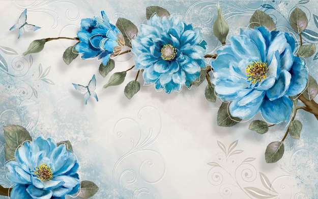 Ширма - Нежные голубые цветы., 7
