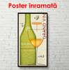 Poster - A bottle of wine with a glass on the table, 45 x 90 см, Framed poster