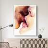 Poster - Watercolor Kiss, 60 x 90 см, Framed poster on glass, Nude