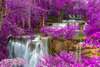 Wall mural - Rocky waterfall in the purple forest