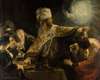 Постер - Пир Валтасара - Рембрандт, 45 x 30 см, Холст на подрамнике, Живопись