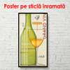 Постер - Бутылка вина с бокалом на столе, 45 x 90 см, Постер в раме