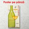 Постер - Бутылка вина с бокалом на столе, 45 x 90 см, Постер на Стекле в раме, Прованс