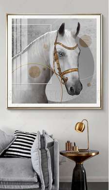 Poster, White horse, 40 x 40 см, Canvas on frame, Animals