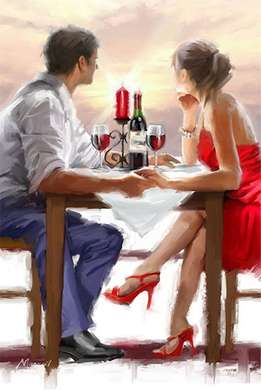 Poster - Romantic dinner, 30 x 45 см, Canvas on frame, Different