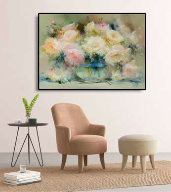 Poster - Vase with flowers, 45 x 30 см, Canvas on frame