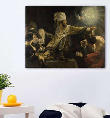 Poster - Belshazzar's Feast - Rembrandt, 45 x 30 см, Canvas on frame, Art