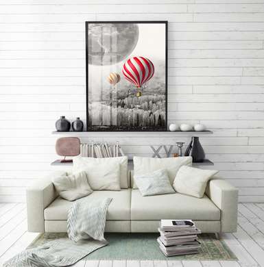 Poster - Balloon, 60 x 90 см, Framed poster on glass