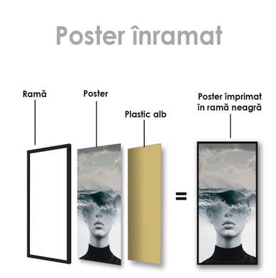 Poster - In my mind, 45 x 90 см, Framed poster on glass, Black & White