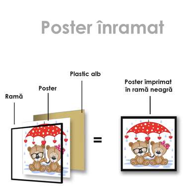 Poster - Doi sub o umbrelă, 40 x 40 см, Panza pe cadru, Pentru Copii