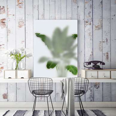Poster - Green leaves in the fog, 30 x 45 см, Canvas on frame, Botanical