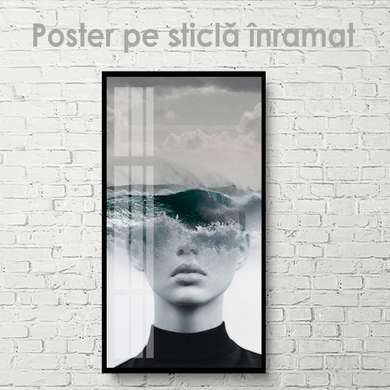 Постер - В своих мыслях, 45 x 90 см, Постер на Стекле в раме, Черно Белые