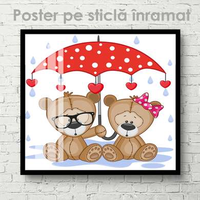 Poster - Two under an umbrella, 40 x 40 см, Canvas on frame, For Kids