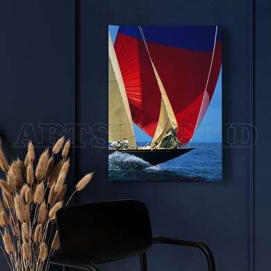 Poster - Sailing yacht, 30 x 60 см, Canvas on frame, Marine Theme