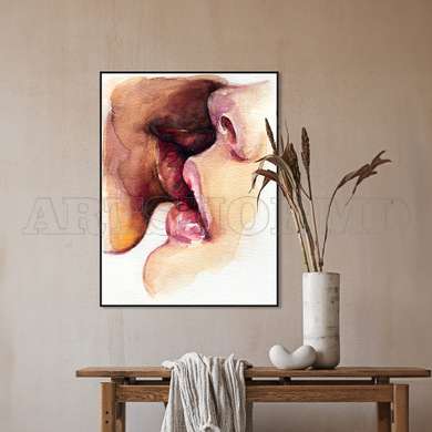 Poster - Watercolor Kiss, 30 x 45 см, Canvas on frame, Nude