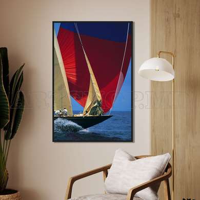 Poster - Sailing yacht, 30 x 60 см, Canvas on frame, Marine Theme