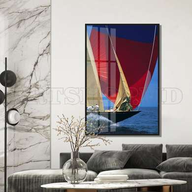 Poster - Sailing yacht, 30 x 60 см, Canvas on frame, Marine Theme