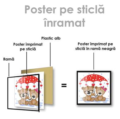 Poster - Doi sub o umbrelă, 40 x 40 см, Panza pe cadru, Pentru Copii