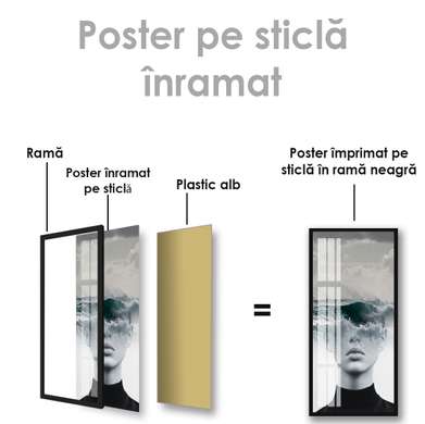 Poster - În gândul său, 45 x 90 см, Poster inramat pe sticla