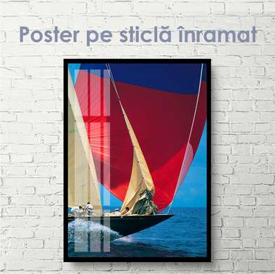 Poster - Sailing yacht, 30 x 60 см, Canvas on frame, Marine Theme
