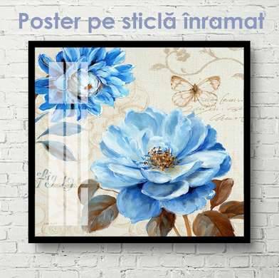 Poster - Floare albastră de epocă, 40 x 40 см, Panza pe cadru