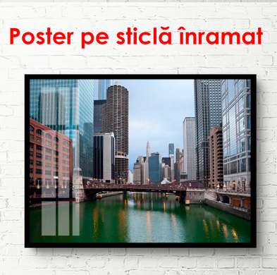 Poster - Orașul pe apă, 90 x 60 см, Poster înrămat, Orașe și Hărți