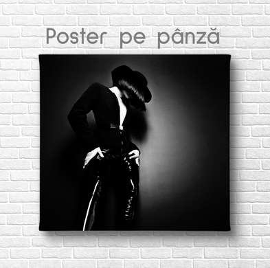 Poster - Girl with caret, 100 x 100 см, Framed poster on glass, Nude