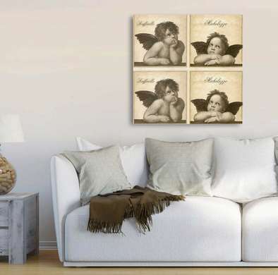 Poster - Îngeri drăguți, 40 x 40 см, Panza pe cadru