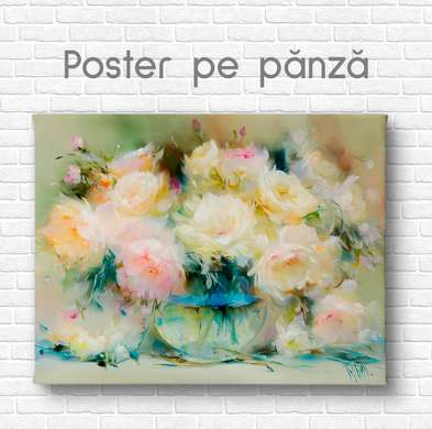 Poster - Vaza cu flori, 45 x 30 см, Panza pe cadru