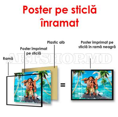 Poster - Moana, 90 x 60 см, Poster inramat pe sticla, Pentru Copii