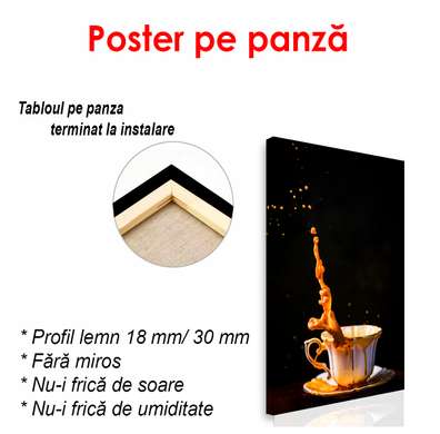 Poster - Splashes of coffee on a black background, 30 x 45 см, Canvas on frame