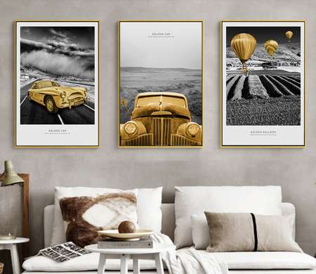 Постер - Золотой транспорт, 30 x 45 см, Холст на подрамнике, Наборы