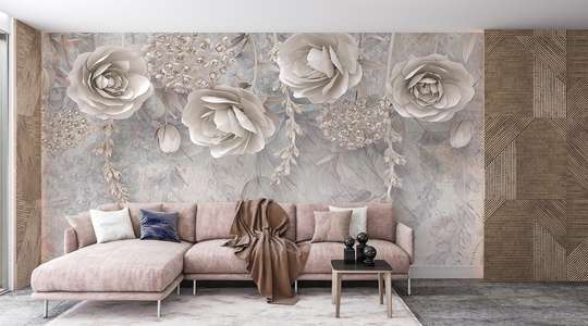 Wall Mural - Delicate pale pink floral patterns