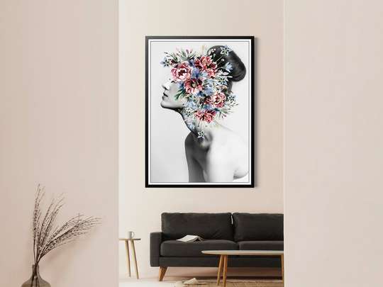 Framed Painting - Wreath of delicate flowers, 50 x 75 см