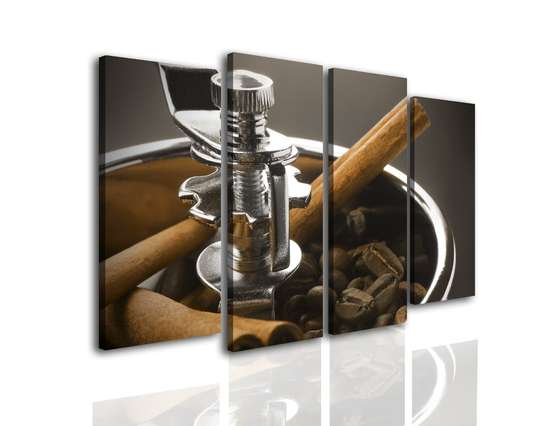 Tablou Pe Panza Multicanvas, O râșniță de cafea, 146 x 80