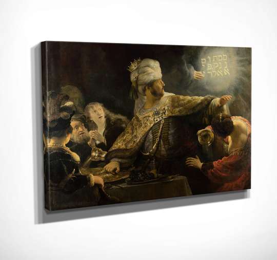 Постер - Пир Валтасара - Рембрандт, 45 x 30 см, Холст на подрамнике