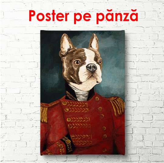 Poster - Bulldog Portrait, 30 x 60 см, Canvas on frame